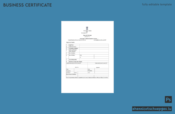 Beispiel für ein indisches GST-Registrierungszertifikat (Word- und PDF-Datei)